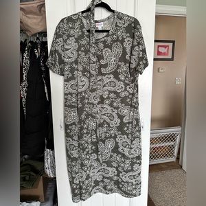 Paisley Olive green dress with belt